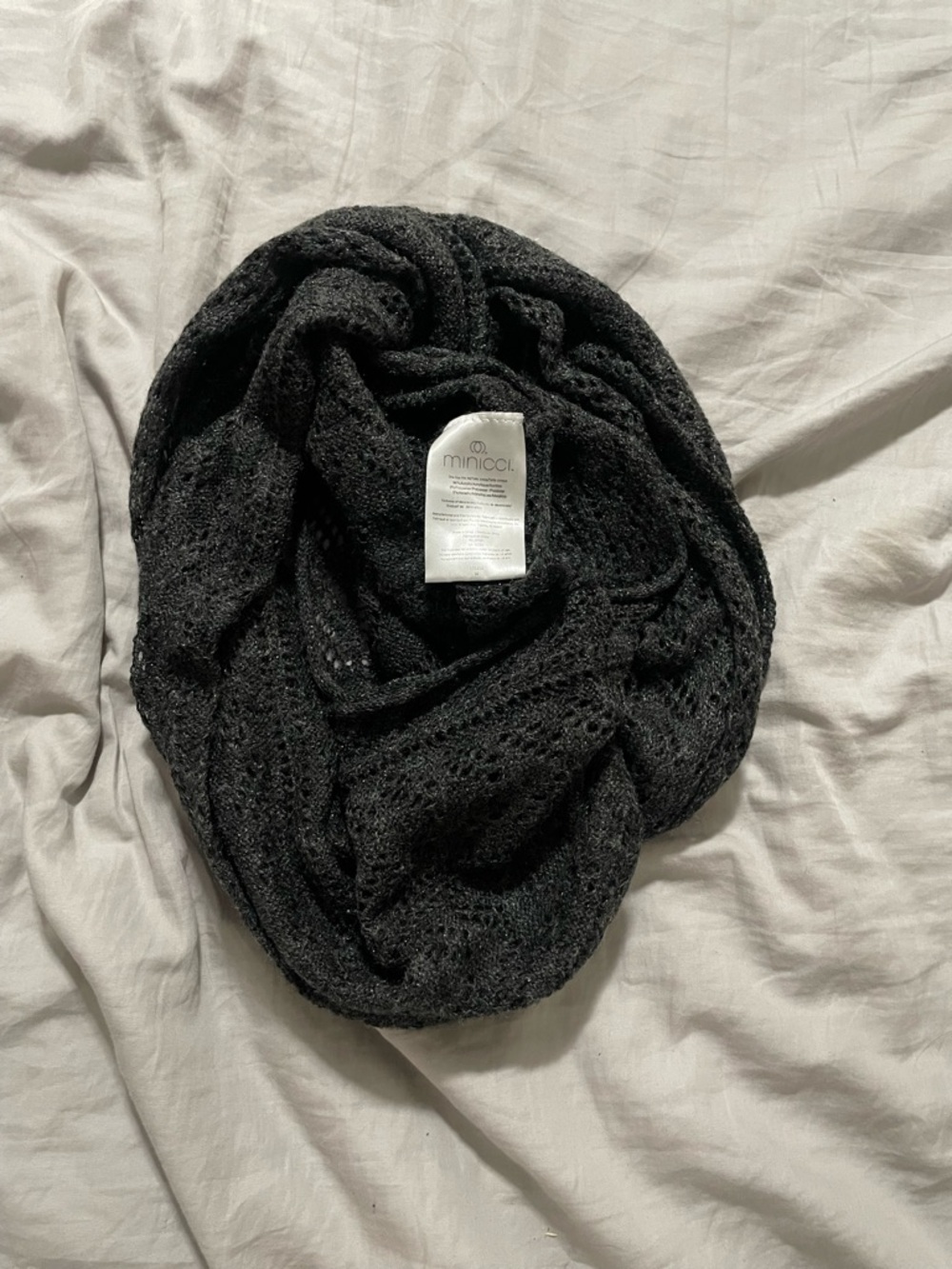 3/$10 Charcoal Gray Open-Knit Loop Scarf